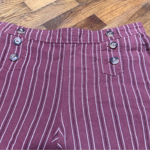 Maurices Rust White Striped Linen Rayon Elastic Waist Pants Size Large Nautical - Picture 5 of 16